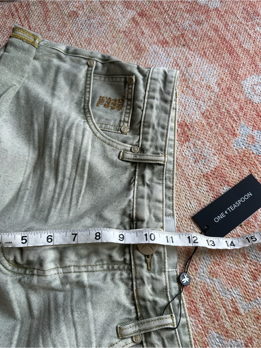 NWT one teaspoon Bandits Low Waist Denim Shorts Antique Khaki boho free people - Picture 9 of 11